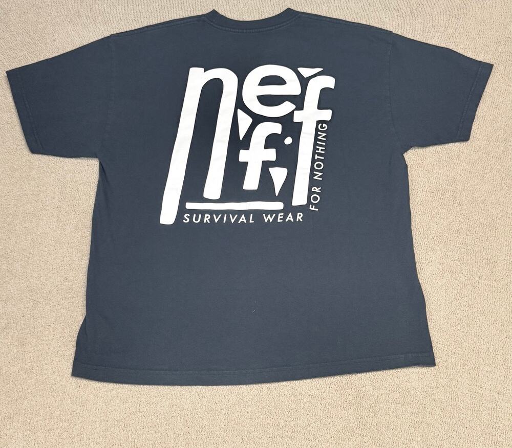 Neff Survival Wear For Nothing XXL Graphic Tee Navy